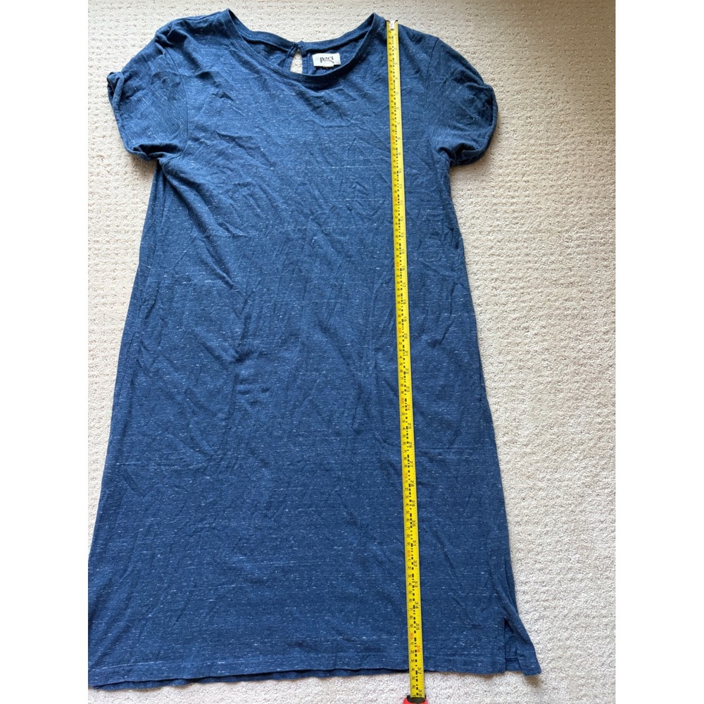 Pact T-Shirt Dress M Blue Organic Cotton Slub Knit Minimalist Coastal Casual - Picture 2 of 6